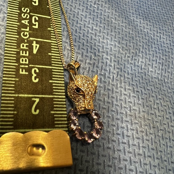 Elegant Silver and Purple Panther Pendant Necklace Tanzanite - Picture 4 of 4